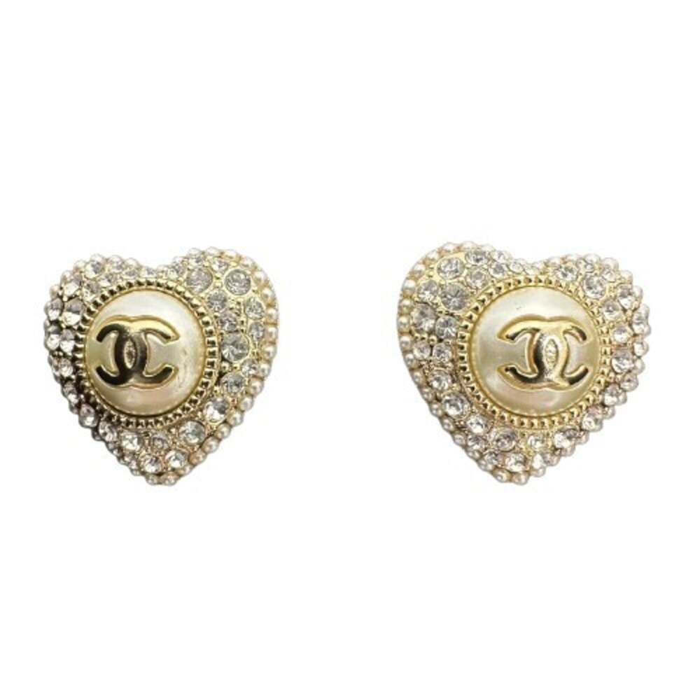 Chanel Cc Logo Heart Earrings Metal #256808C10B - Picture 2 of 9
